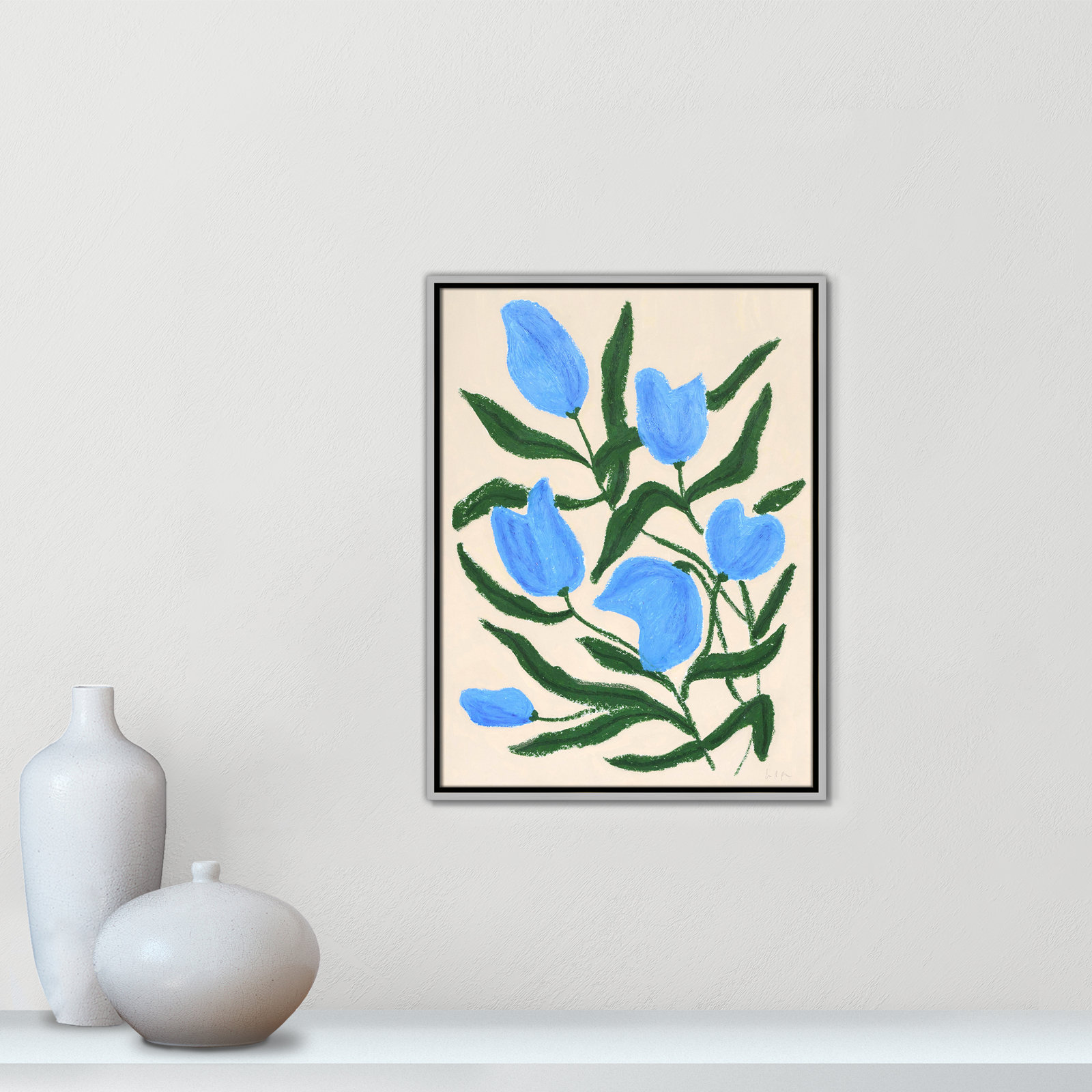 Blue Tulips Print by Camilla Bergqvist, Silver, 25.5" H x 19.5" W