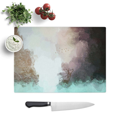 Tempered Glass Birds Above a Stag Chopping Board