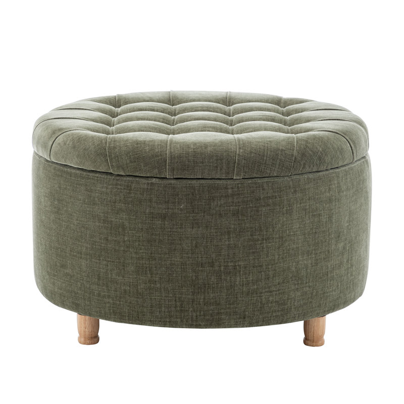 Upholstered Ottoman, Brown, Light Green