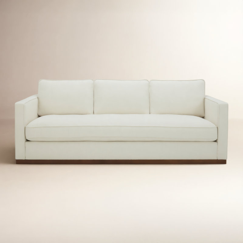 Bobbi 87'' Upholstered Sofa, Flanigan Beige Linen, Walnut