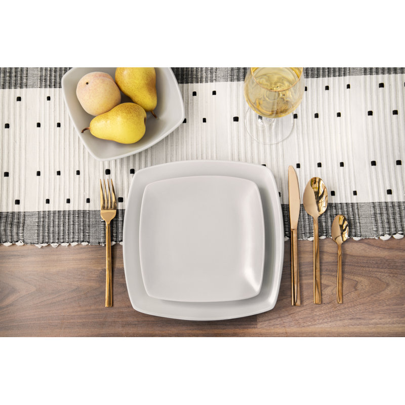 Creative Tops Raven Dinner Set, Square, Ceramic, Service for 4, Grey