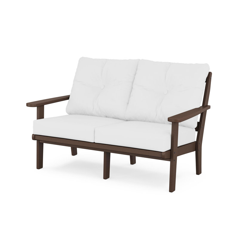 Mission Deep Seating Loveseat, Natural, Mahogany