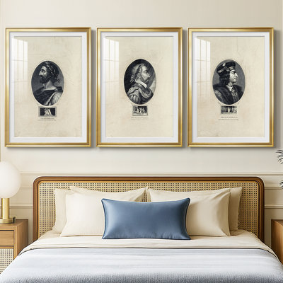 Royal Portraits I -Custom Framed Premium Print W Matt - 3 Pieces