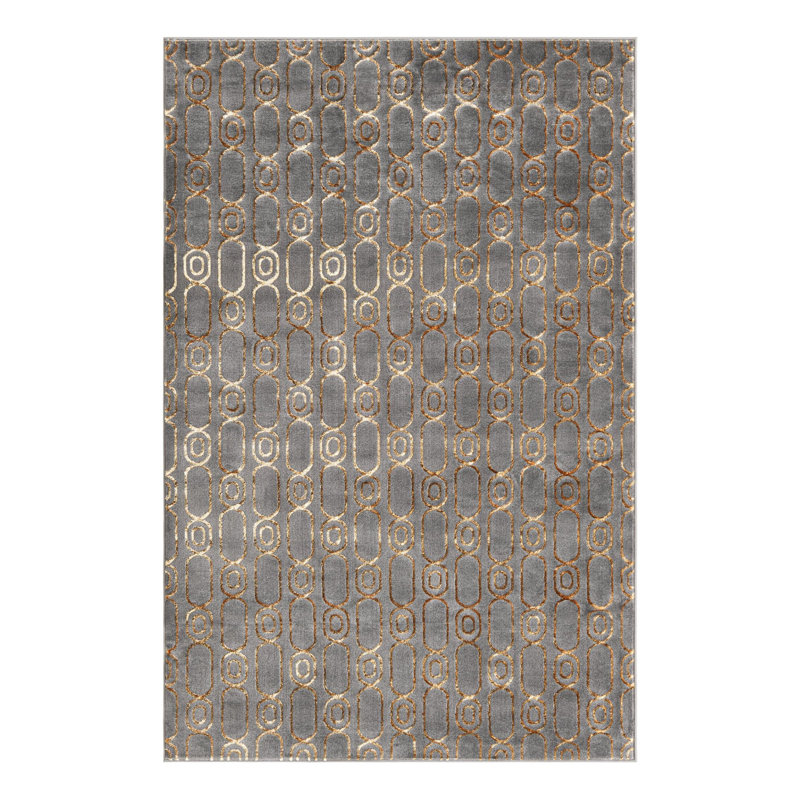 Latitude Run® Column Nikica Rug Gray and Gold, Rectangle 6'1" x 9'