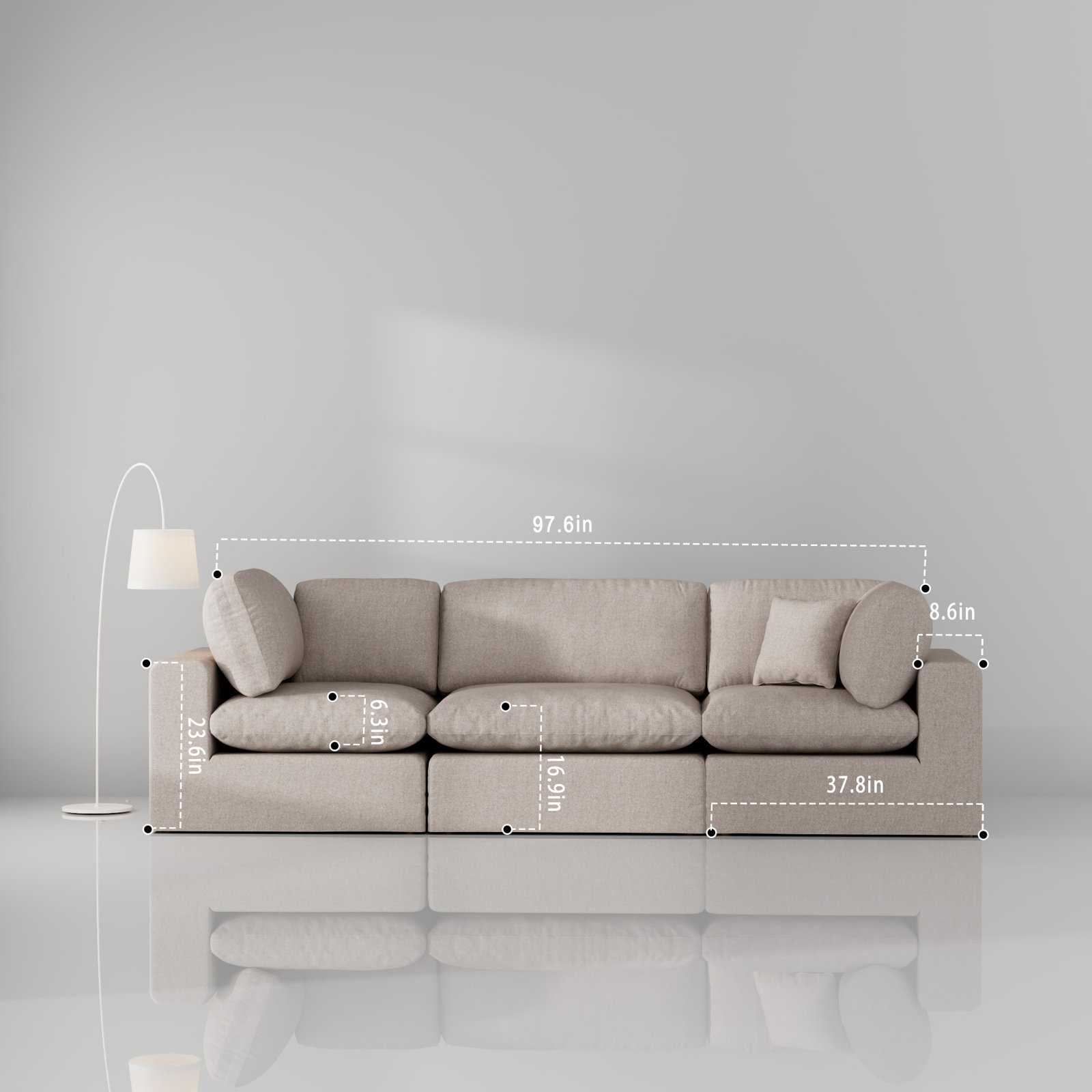 Jossa Modular Sectional, Ivory Chenille