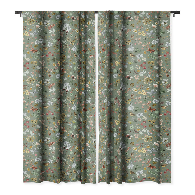Ninola Design Wild Nature Countryside Green 1pc Blackout Window Curtain Panel, 50" W x 108" L