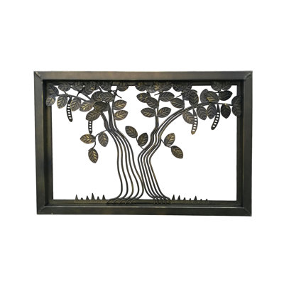Art en bois d'acacia en fil métallique avec finition bronze