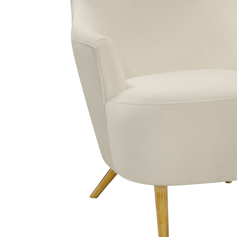 Velvet Wingback Chair, Beige