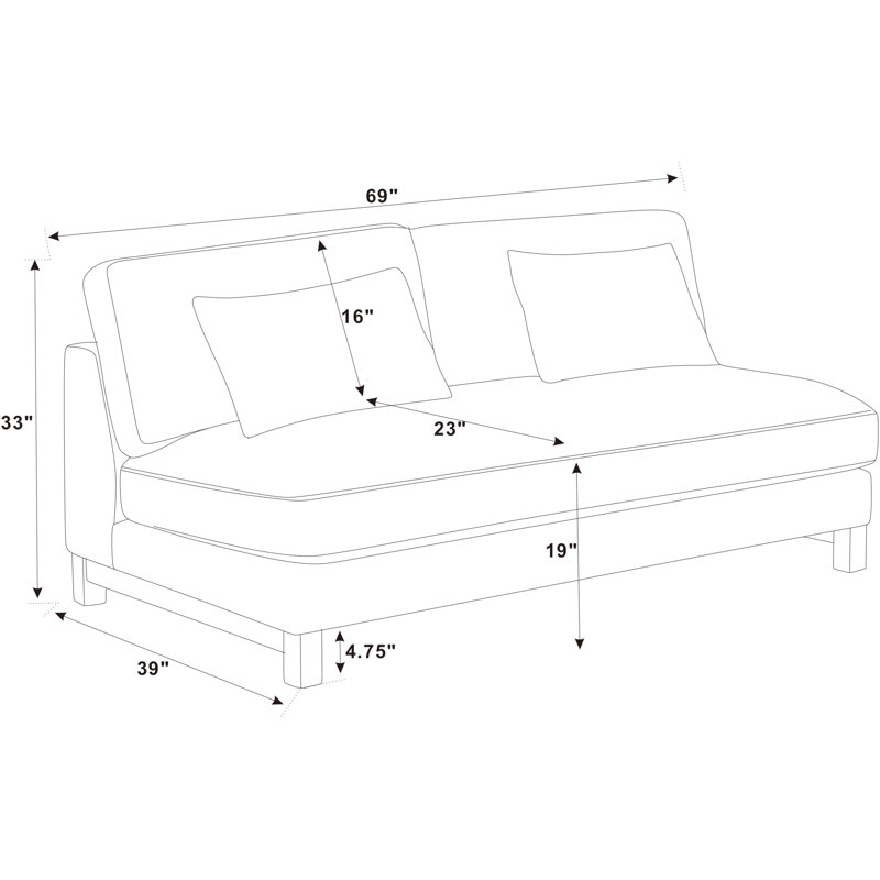 69'' Corduroy Loveseat, Dark Gray Corduroy