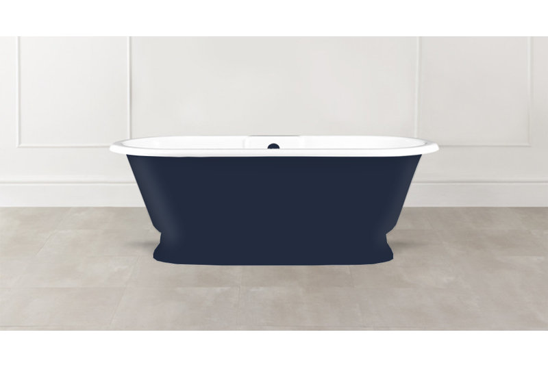 Painted York 68-1/2" x 31-1/4" Freestanding Soaking Bathtub with Pedestal Base in Volcanic Limestone with Overflow Hole