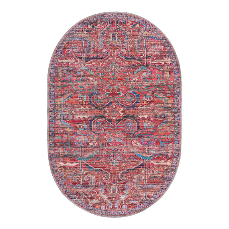 Tapis rouge / bleu Haglund, Ovale 4 pi 1 po x 6 pi 1 po