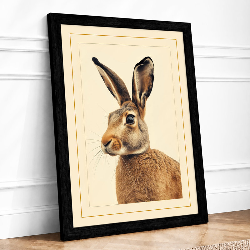 Alert Hare Botanical - Framed Print, A1 - 84.1 x 59.4 cm, Black