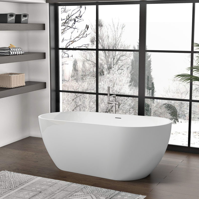 Baignoire de trempage autoportante en acrylique L 59 po x l 28 po, Blanc