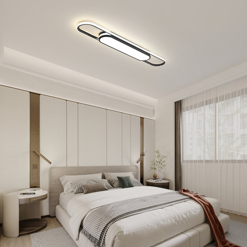 Muscato 1-Light LED Flush Mount, Black, 2.4" H x 43.3" W x 6.9" D