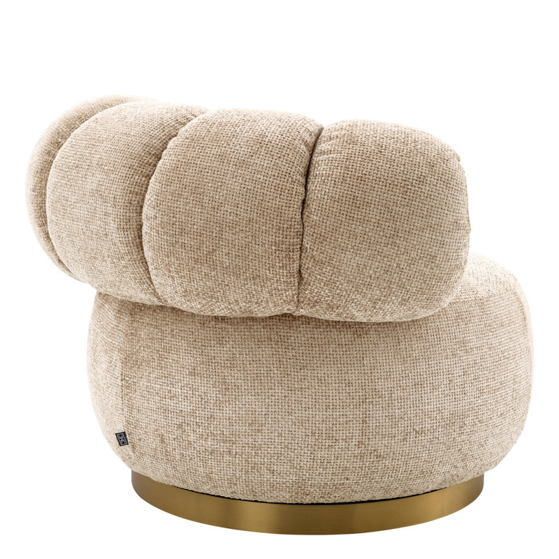 Phedra Swivel Barrel Chair, Lyssa Sand Polyester Blend