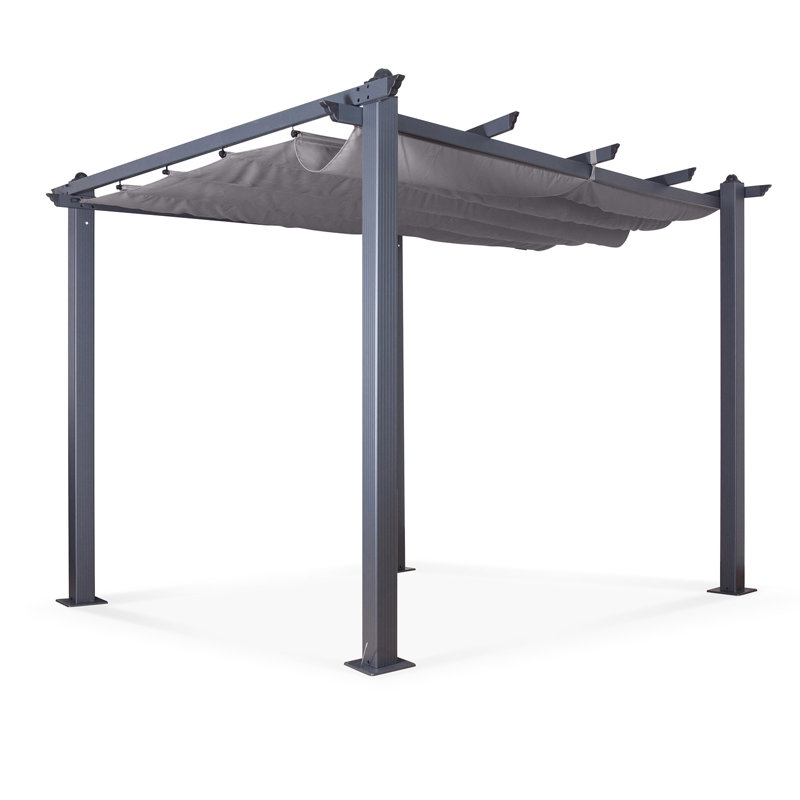 Acorn Aluminium Pergola Gazebo, 227cm H x 305cm W x 298cm D, Grey