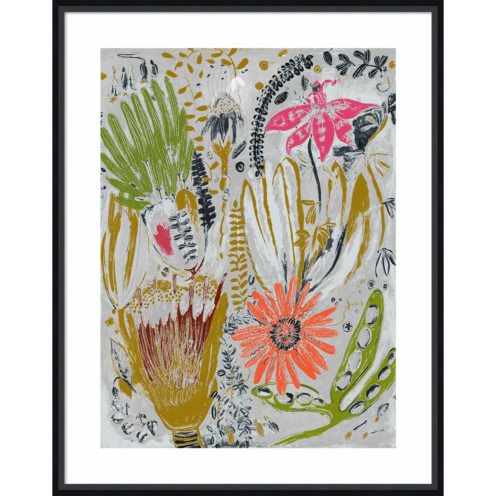 Tropical Blooms by Maya Woods, Black, 26" W x 33" H
