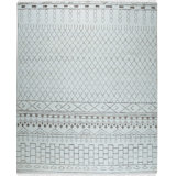 Ivory Hand-Knotted Wool Diamond Lattice Geometric Modern Contemporary Carpet Rug