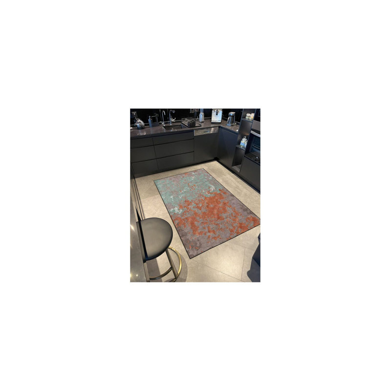 Orange Modern Colorful Patterned Decorative Washable Rug, Runner 2'6" x 6'7" Rug Pad Included