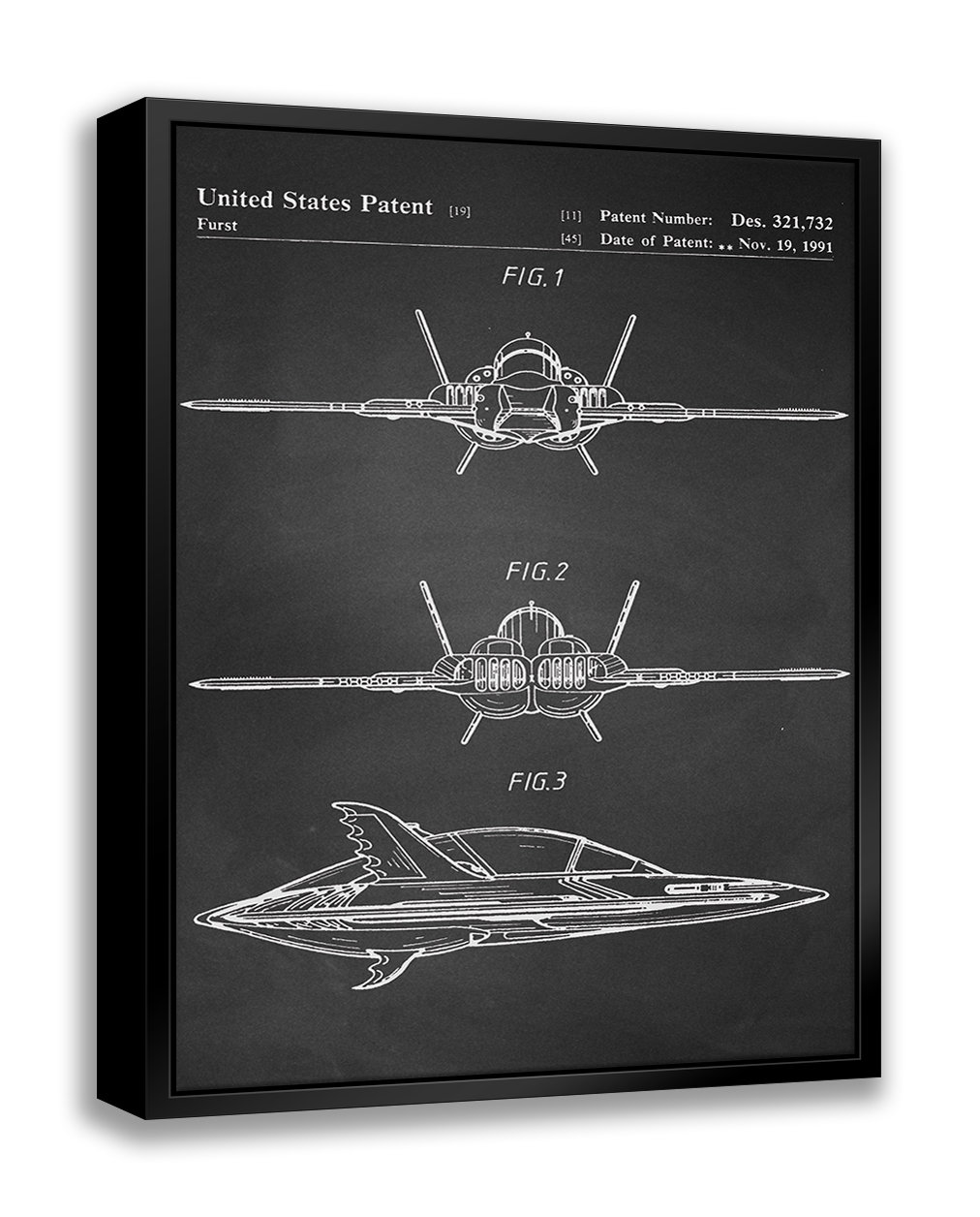 ATX Art Group LLC Batwing Patent- Chalkboard - Floater Frame Graphic ...