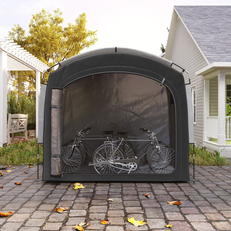 Bike Storage Tent Shed with Carry Bag for 3-4 Bikes, Black, Black