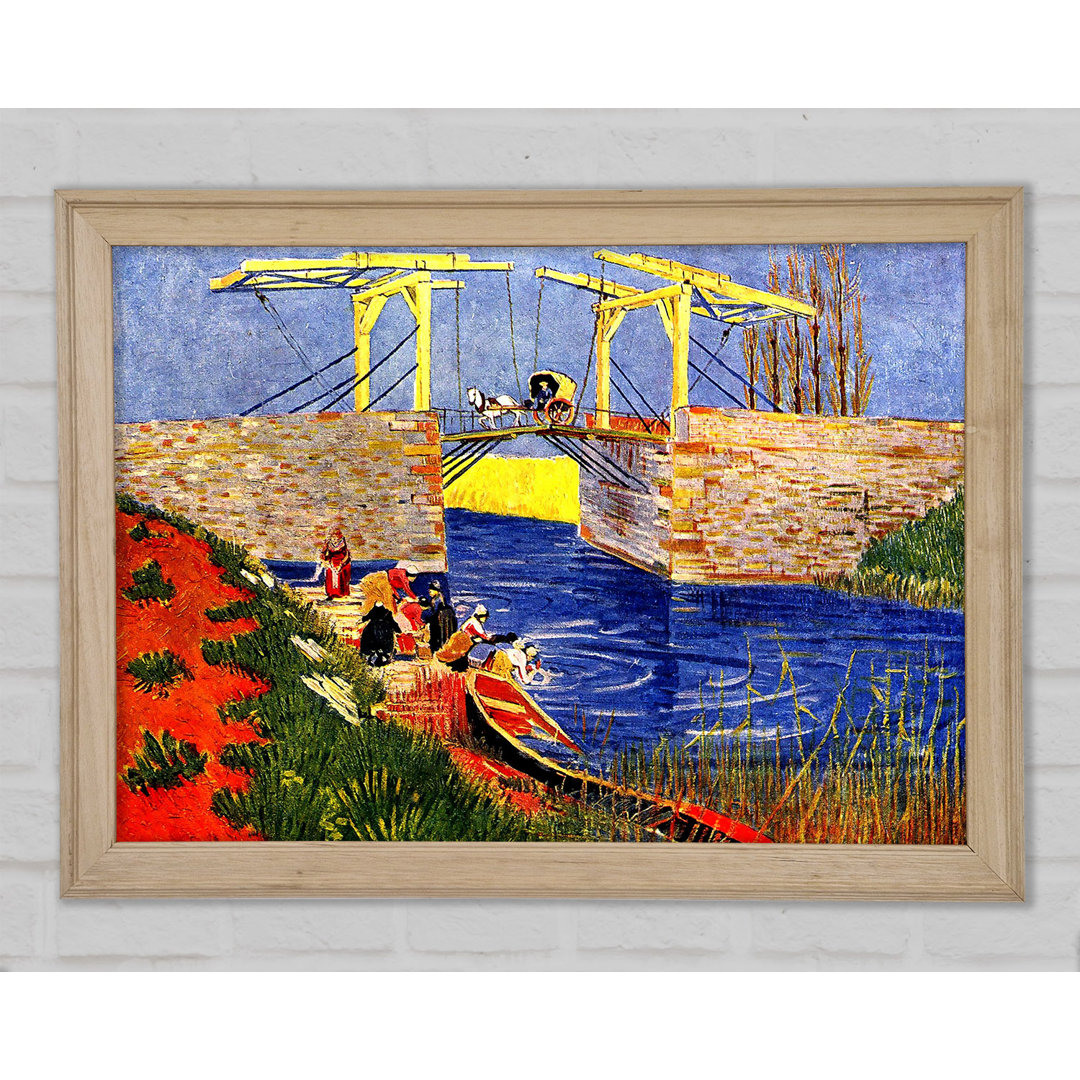 Die Langlois-Brücke in Arles mit wäschenden Frauen von Van Gogh - Einzelne Bilderrahmen Kunstdrucke