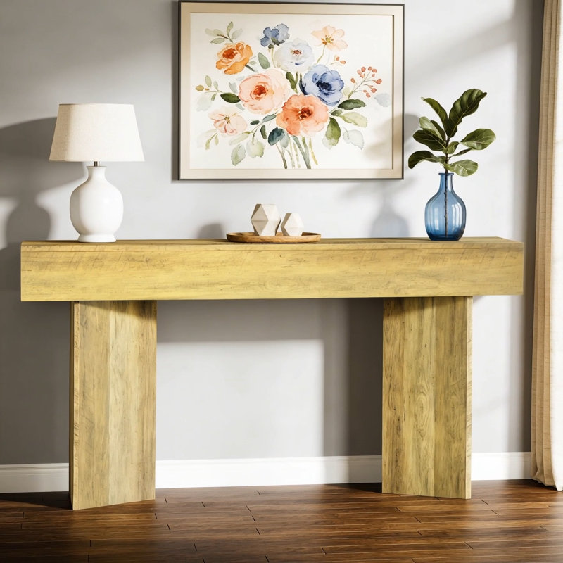 63" Console Table, Narrow Sofa Table Entry Console Table, Brown
