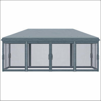 Outsunny 10' x 20' Pop Up Canopy Tent with Netting, Heavy Duty Instant Sun Shelter, Large Tents for Parties with Carry Bag for Outdoor, Garden, Patio