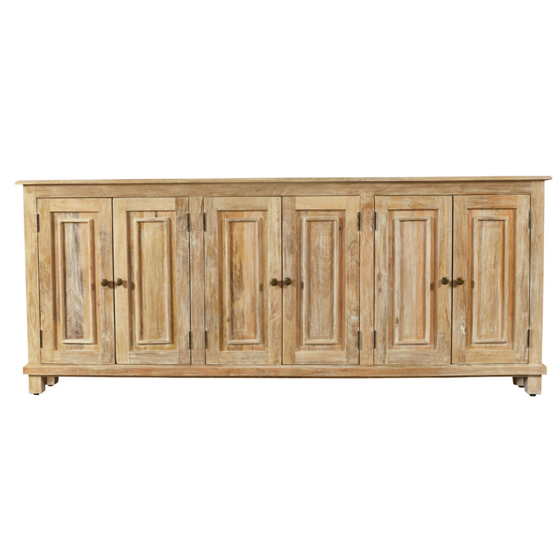 Homaira 6-Door Solid Mango Wood Sideboard, Tan