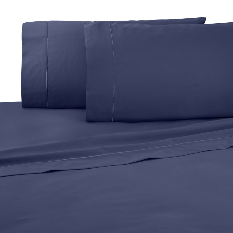 Supima 100% Cotton Standard Sheet Set, Blue, Queen Sheet Set with 2 Pillowcases
