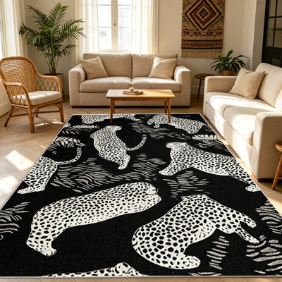 Tapis 1PC à imprimé animal, doux et confortable, toutes saisons, facile à entretenir, lavable à la machine, tapis d'intérieur pour le salon, la chambre à coucher, la salle à manger, le couloir, le bureau, le patio, la maison et l'extérieur