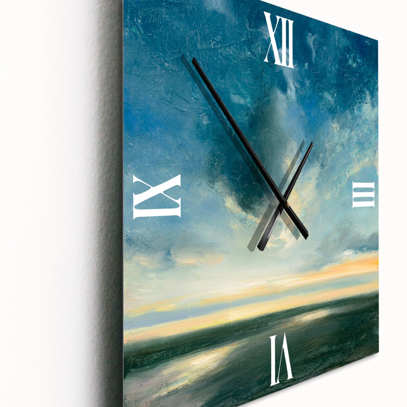 Blue Coastal Sunrise - Horloge murale traditionnelle, Grand