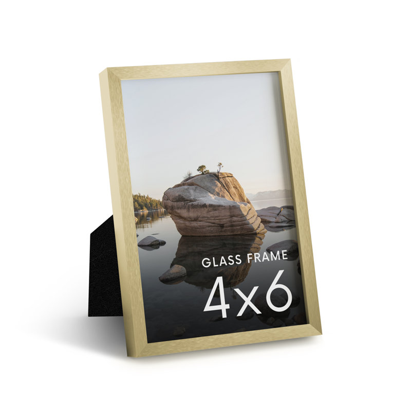 Cadre photo en métal avec verre, Or, L 4 po x H 6 po