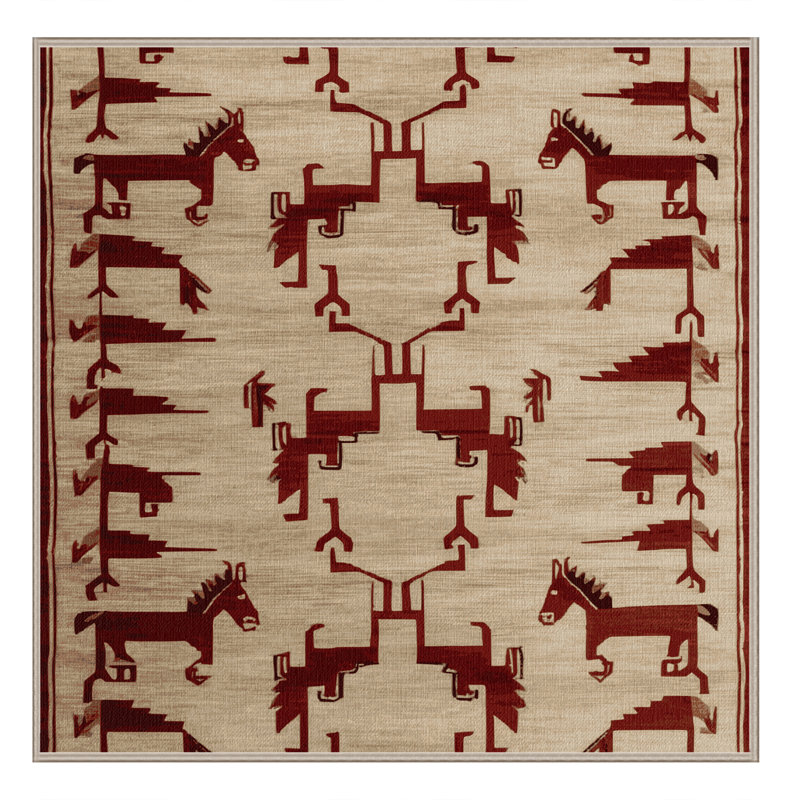 Tapis art déco brun lavable à la machine, Carré 4 pi