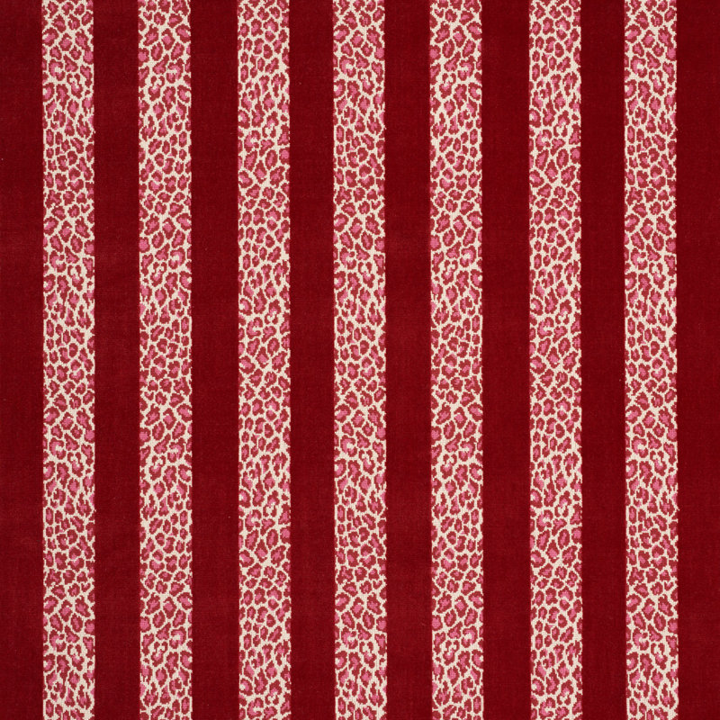 Timothy Corrigan Striped and Animal Print Fabric, Red