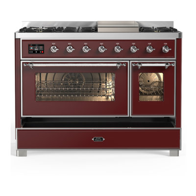Majestic III Series 48 Inch Dual Fuel Range with 5 Sealed Burners, Griddle, Frenchtop in Matte Graphite (Liquid Propane, Burnished Trim)