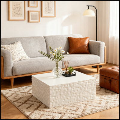 Modern Cloud Shape Coffee Table with Durable Support and Easy Clean Surface, No Assembly Required