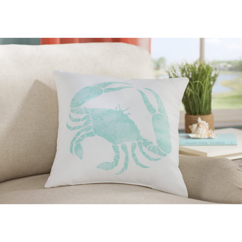 Beach Vacation Reversible Throw Pillow, 20" H x 20" W, Aqua