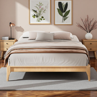 Base de lit plateforme en bambou - Support de lattes robuste, aucun sommier nécessaire