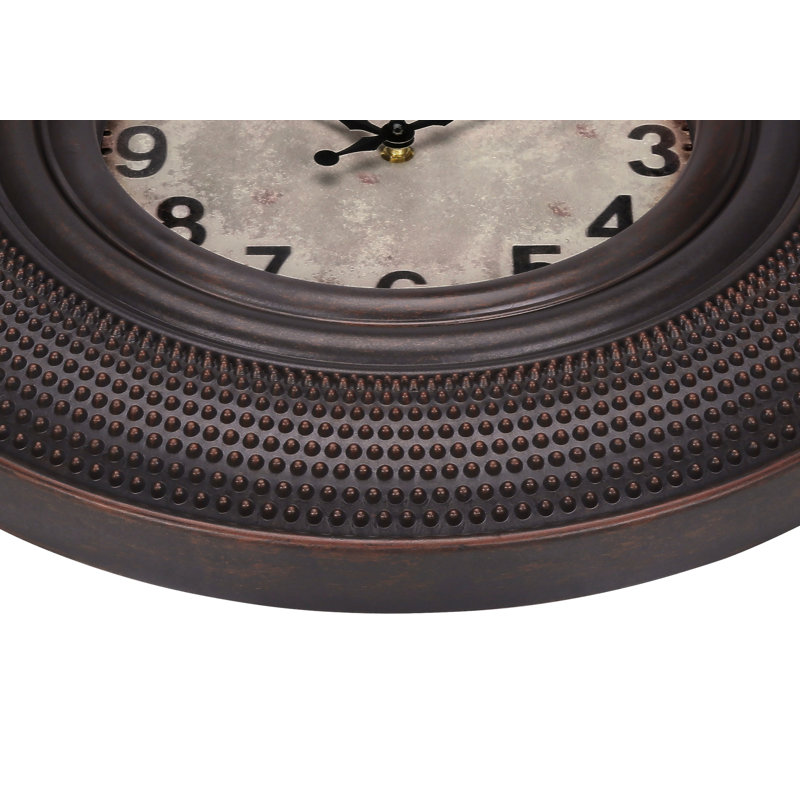 Horloge murale, horloge murale ronde 20 po, brun antique, transitionnel