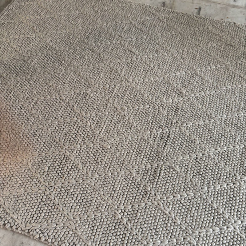 Wool Geometric Area Rug in Gray, Rectangle 6' x 9'
