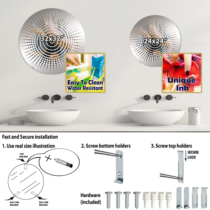 Miroir mural Spaner, 23,6 po x 23,6 po