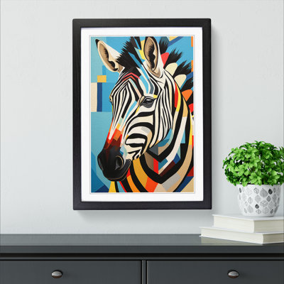 Zebra Geometric No.3 - Single Picture Frame Print on Wood
