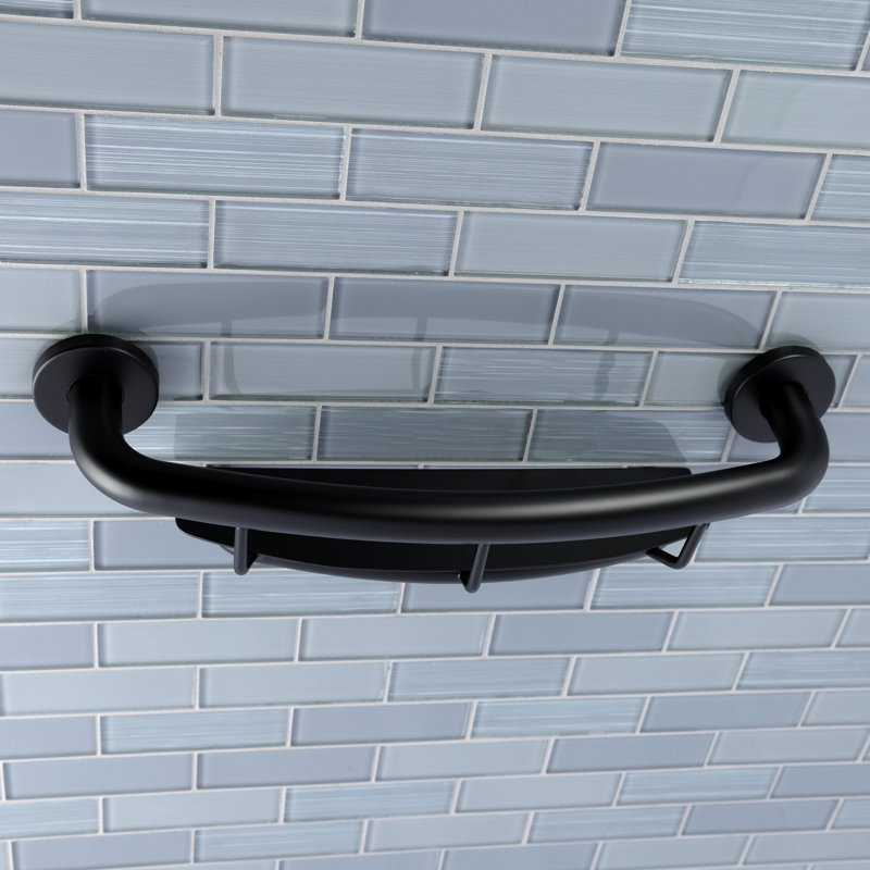 Kingston Brass Meridian 18-Inch Stainless Steel Grab Bar with Shelf, Matte Black