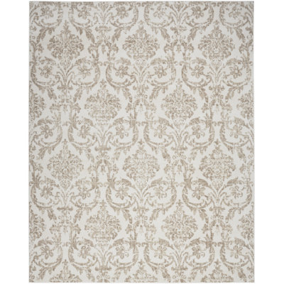 Cristiaan Damask Machine Woven Polypropylene Area Rug in Beige
