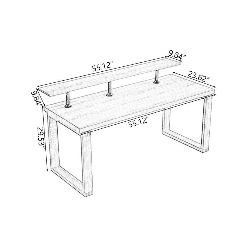 Bureaux rectangulaires en bois massif brun, H 36,61 po x l 52,36 po x P 20,87 po