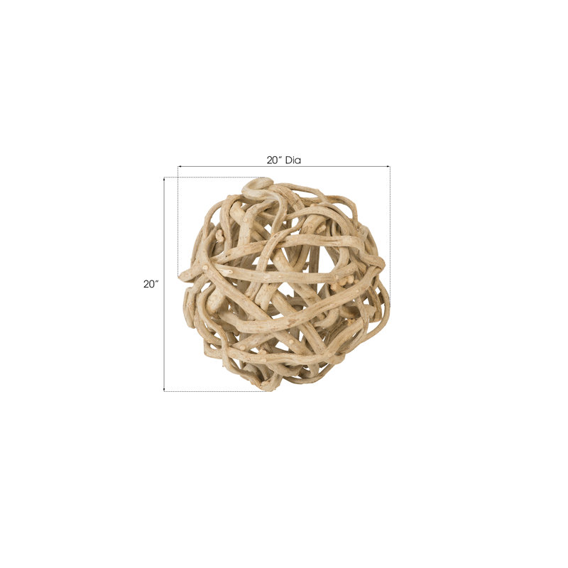 Sculpture boule de vigne, H 20 po x l 20 po x P 20 po