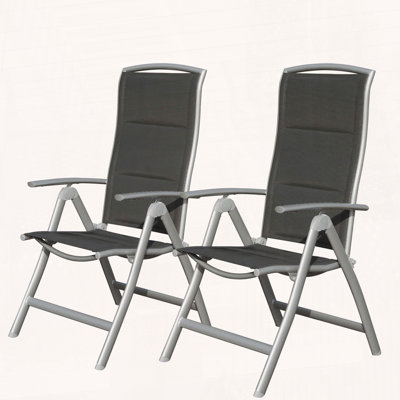 Ensemble de 2 chaises de patio pliantes, structure en aluminium avec siège rembourré en coton
