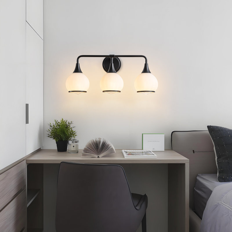 Éclairage de salle de bain à intensité variable 3 lumières Lupe, Noir / blanc
