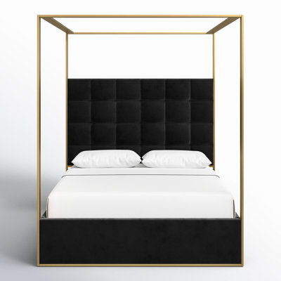 Lit à baldaquin moderne à dossier capitonné avec dossier clinchport